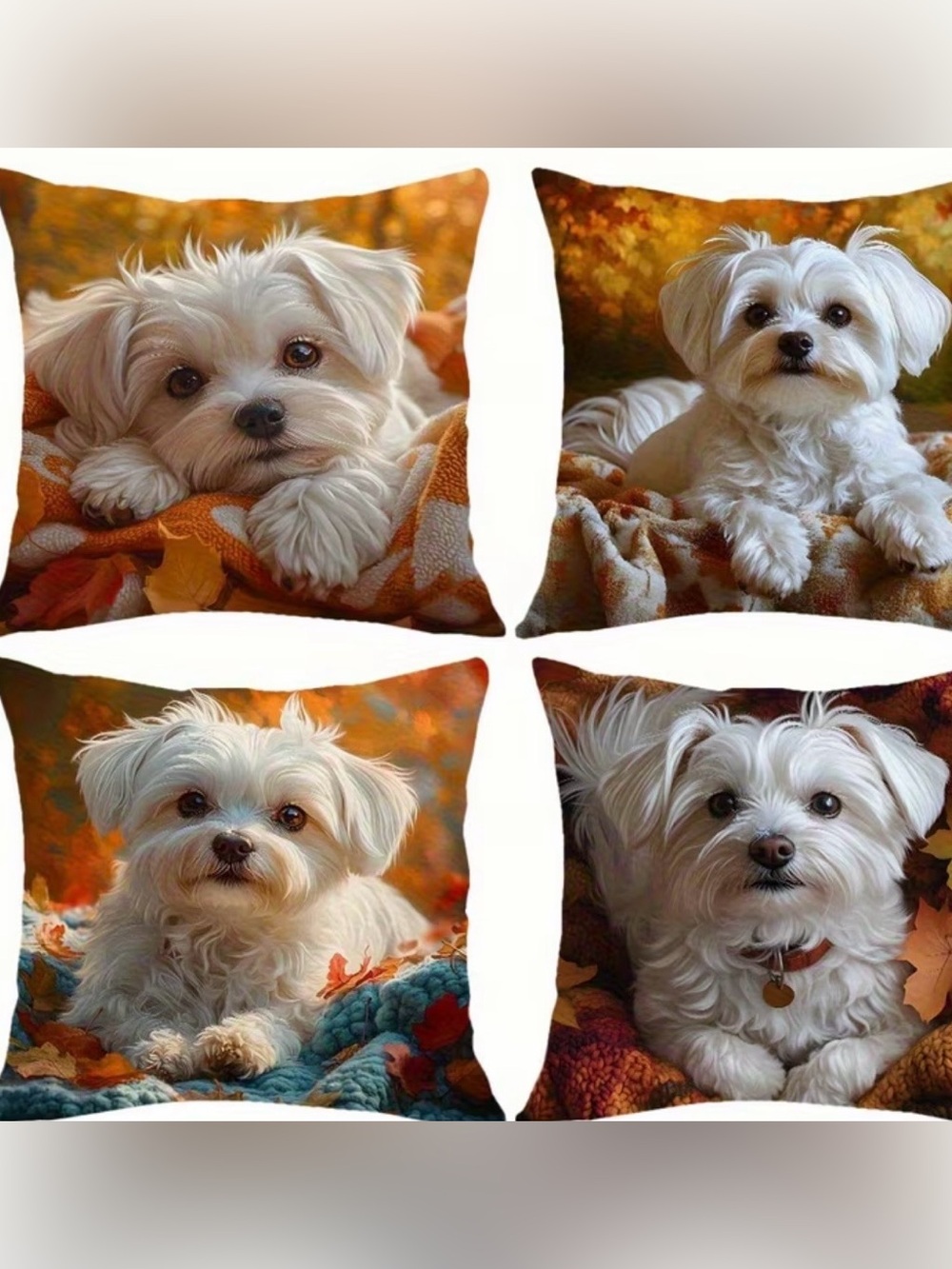 Maltese cushion covers set of 4 NWT